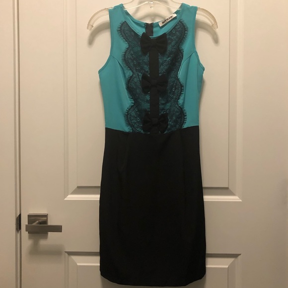 Mystic Dresses & Skirts - ModCloth Mystic Teal Black Bow Sleeveless Dress S Mystic Dresses & Skirts - ModCloth Mystic Teal Black Bow Sleeveless Dress S